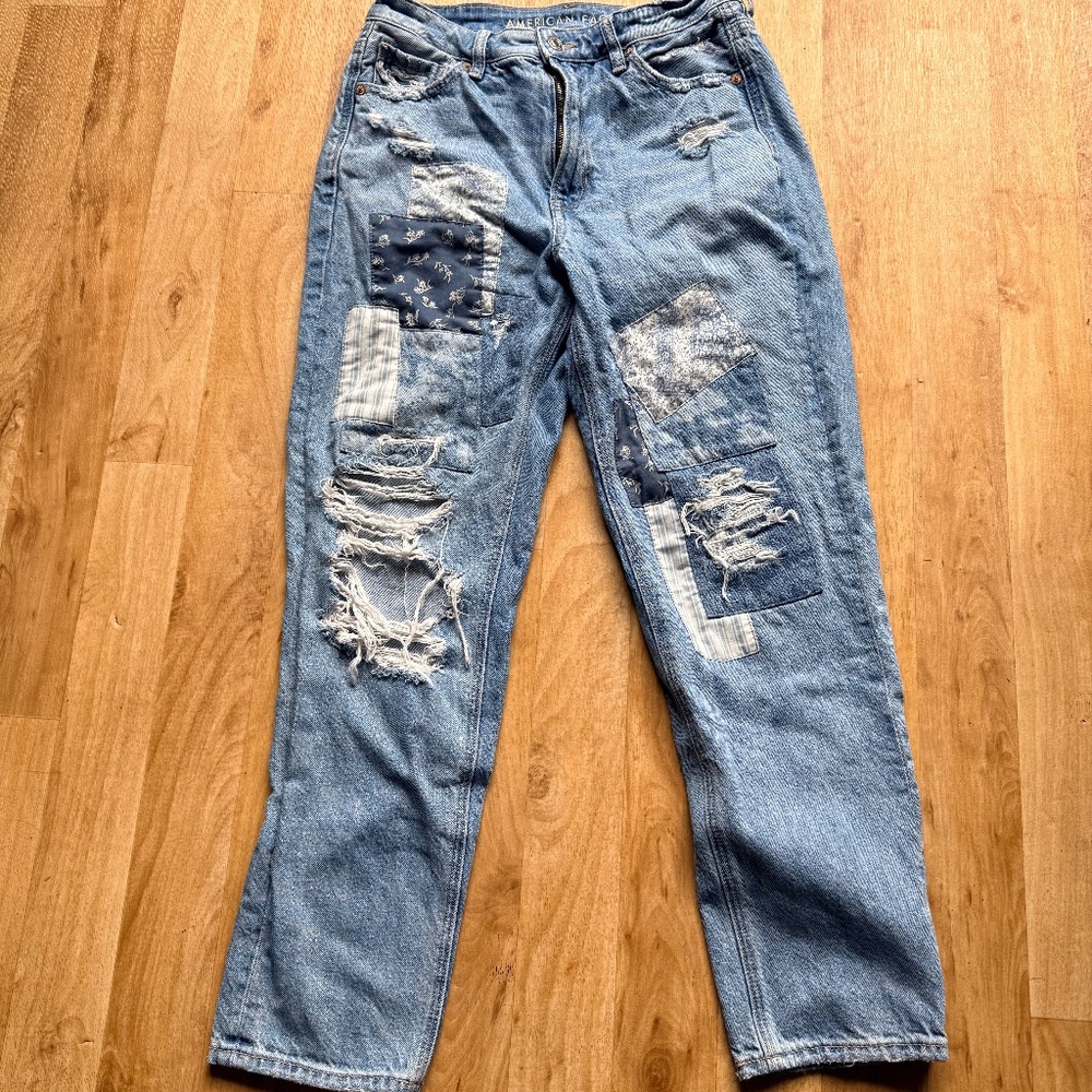 American Eagle Vintage-style patchwork Jeans